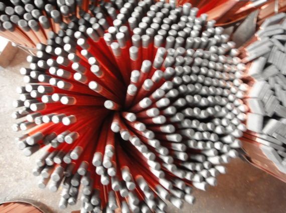 graphite electrodes connected copper coated gouging carbons