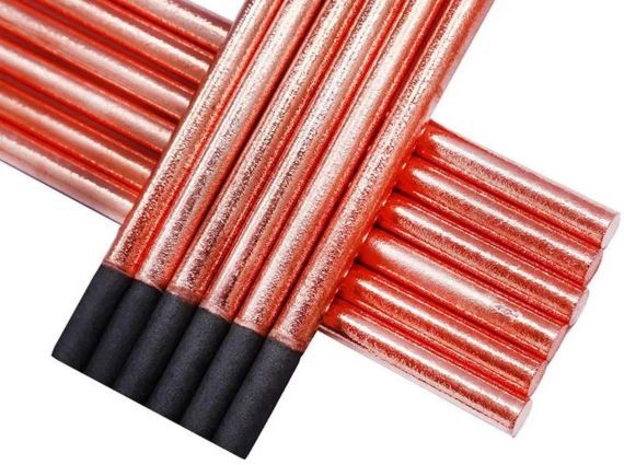 graphite electrodes connected copper coated gouging carbons
